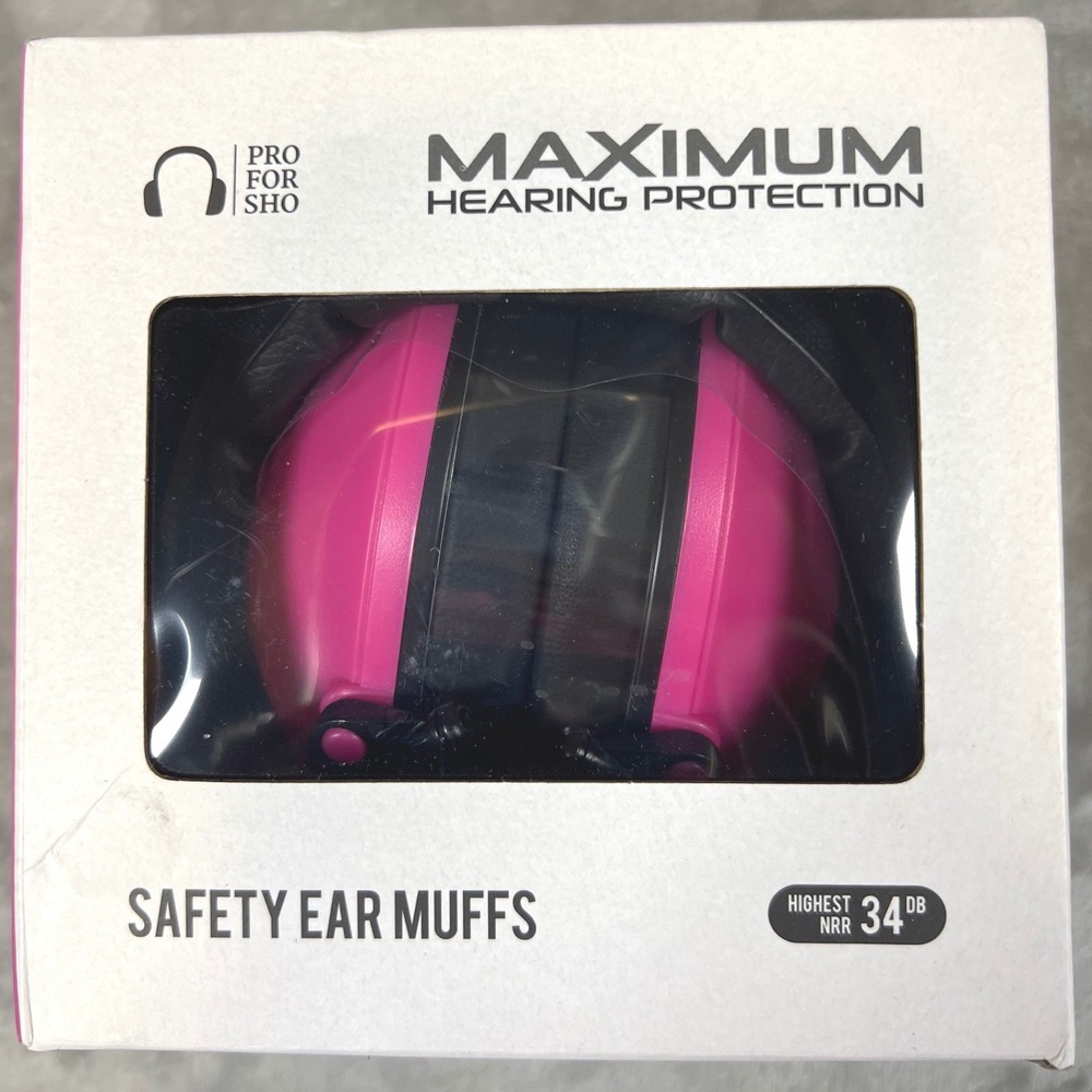 New Pro For Sho 34dB Safety Ear Muffs Pink Folding Hearing Protection EP-138 NIB